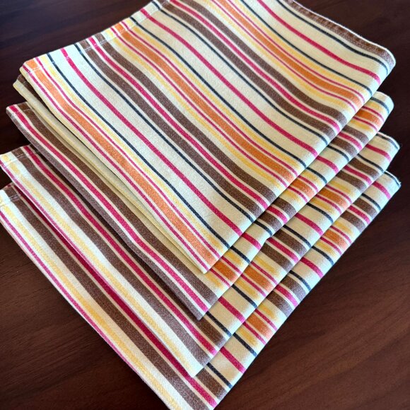 Bodrum Cotton Napkins Striped 20"x18" Set of 4 Excellent Used Condition - Picture 1 of 7